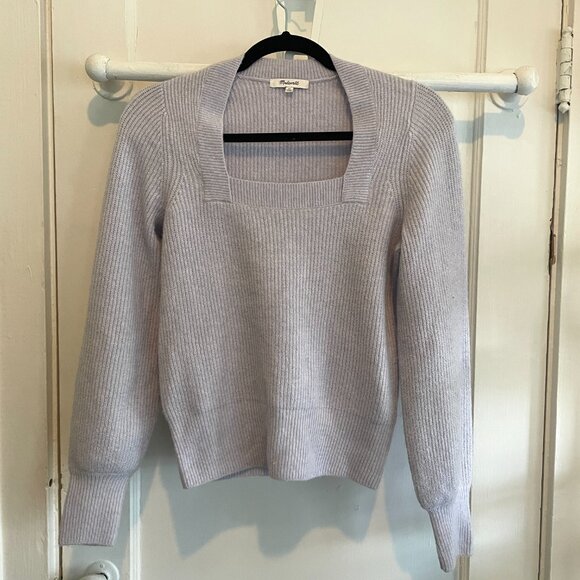 Madewell Melwood Square-Neck Pullover Sweater| Hthr hyacinth| XS | NWOT - Picture 4 of 8